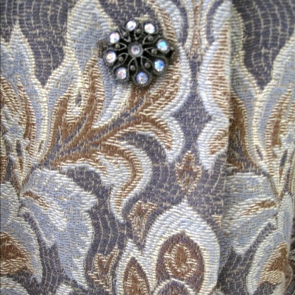 Focus 2000 Size16W Jacquard fabric Jacket w/ rhinestone buttons NWOT - Picture 9 of 10